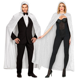 Velvet hooded cape, unisex, 150 cm, white