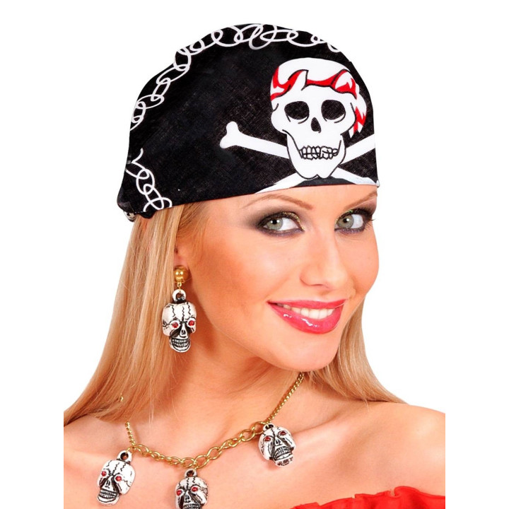 Pirate foulard bandana, 55 x 55 cm, noir