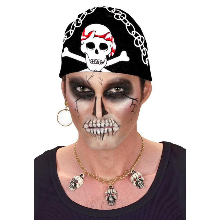 Bandana Kopftuch Pirat, 55 x 55 cm, schwarz