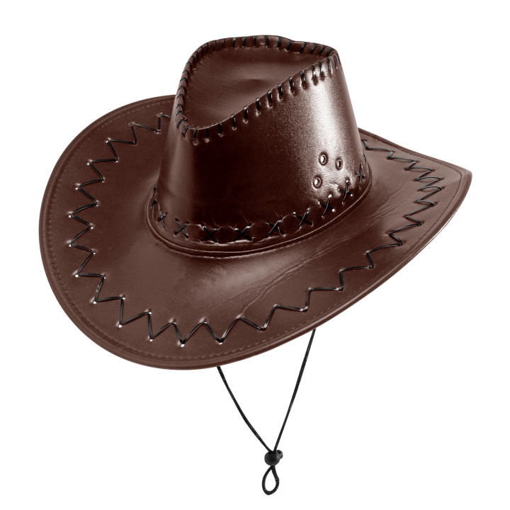 Cowboyhut Lederoptik mit Ziernaht, braun