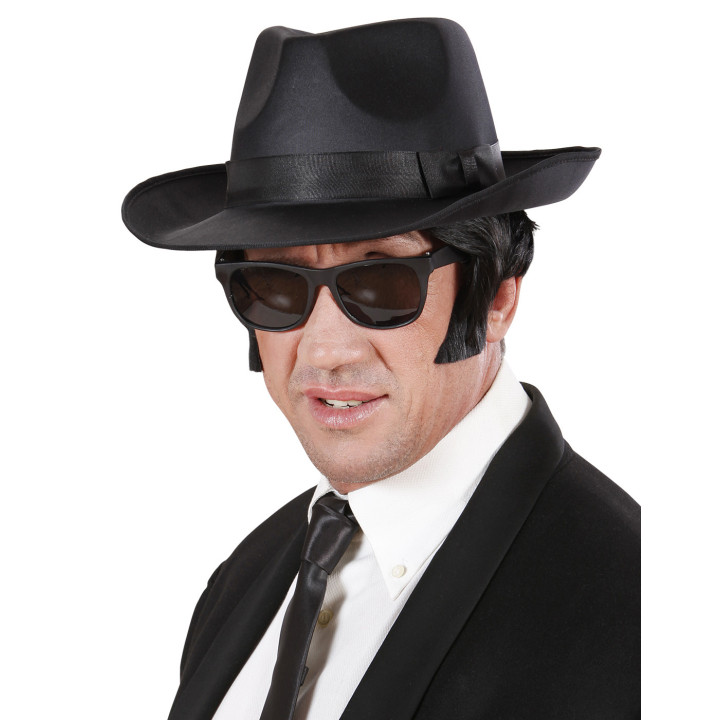 Chapeau Gangster en Satin, ? 59cm, noir