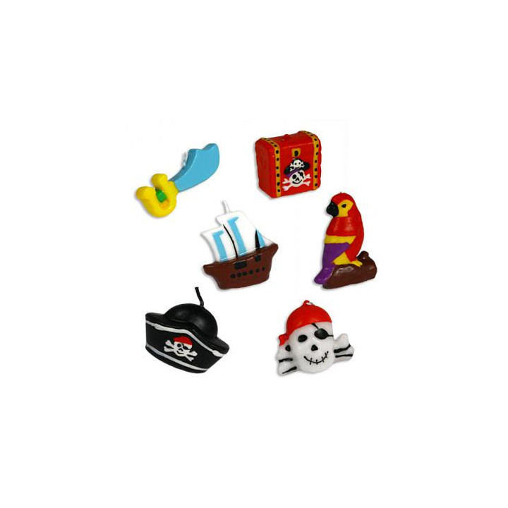 Pirates Cake Candles, 6items, 4cm, multicolored