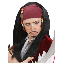 Perruque pirate avec foulard pour enfants, noir