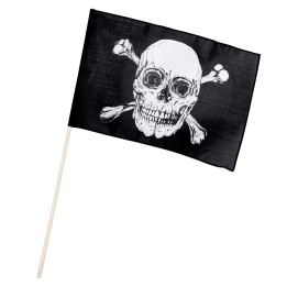 Pirate staff flag: Skull, 30 x 45 cm / 80 cm, black