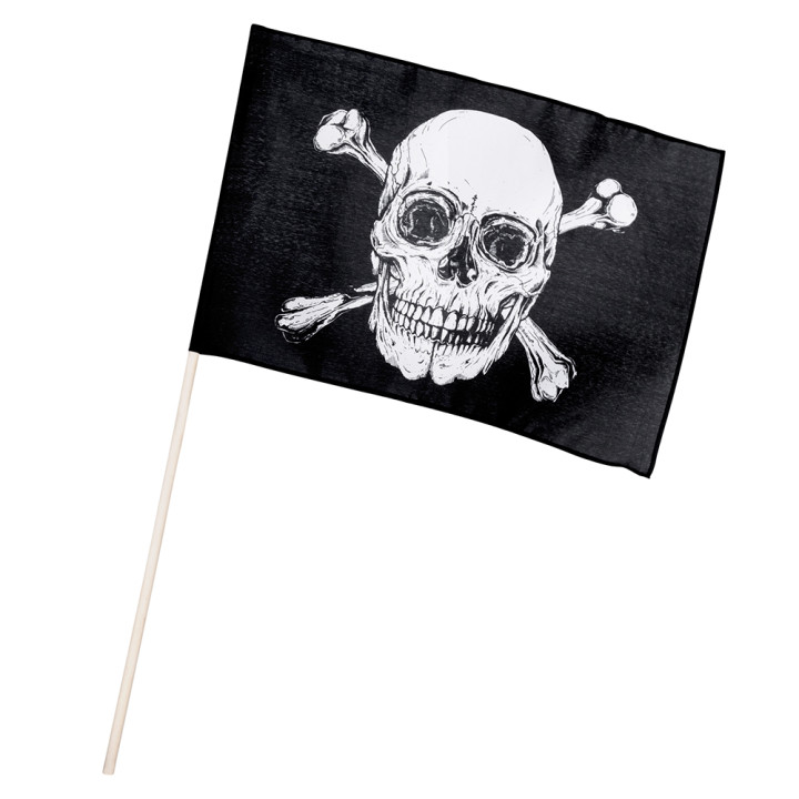 Pirate staff flag: Skull, 30 x 45 cm / 80 cm, black