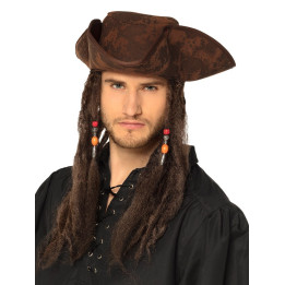 Pirate hat with Dreadlocks, brown
