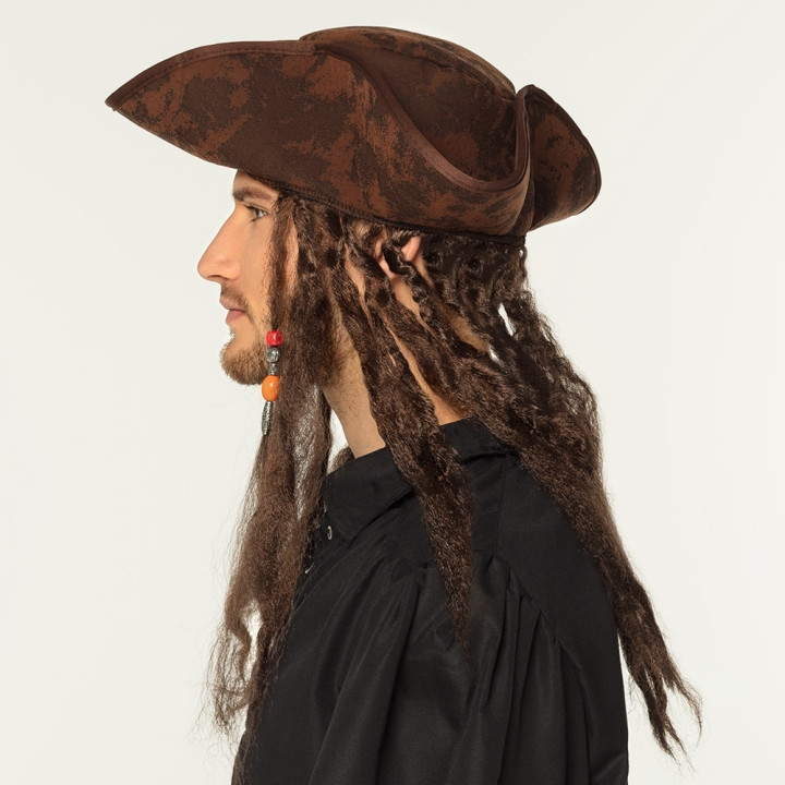 Pirate hat with Dreadlocks, brown