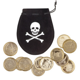 Pirates Small bag with 12 coins, 10 x 8 cm