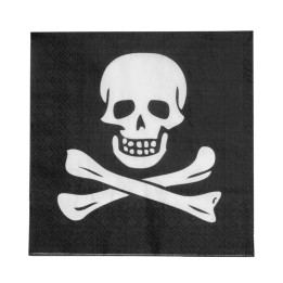 Pirates Napkins: Skull, 12items, 33 x 33 cm, black/white