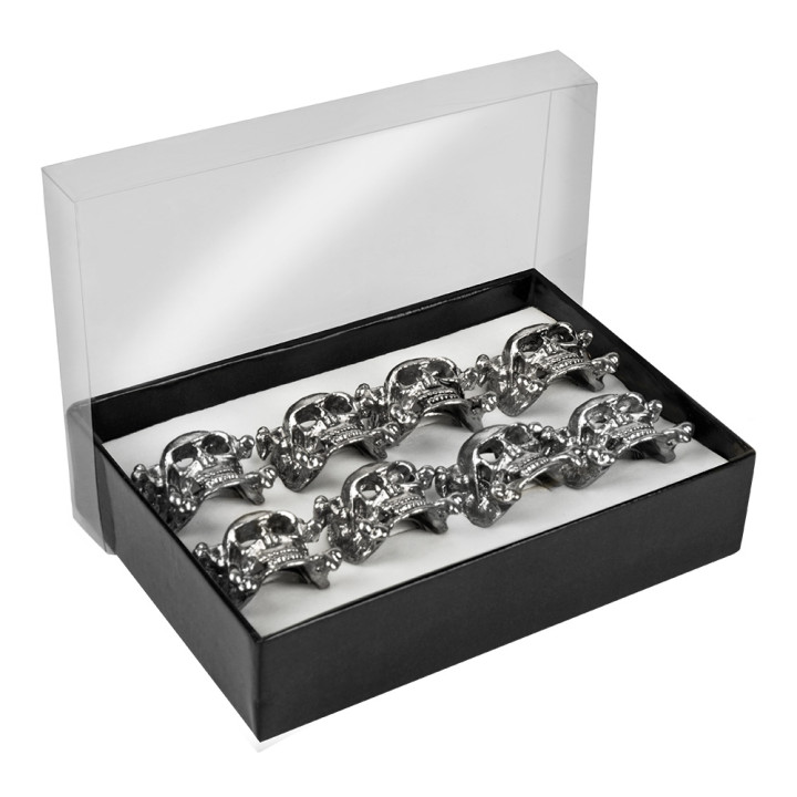 Crâne Pirate Anneaux, 8pièce, argent
