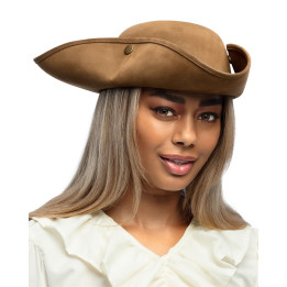 Pirates Hat Tricorn : Suede look, brown