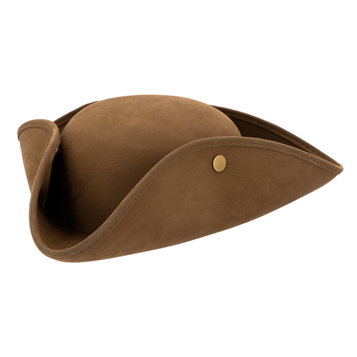 Pirates Hat Tricorn : Suede look, brown