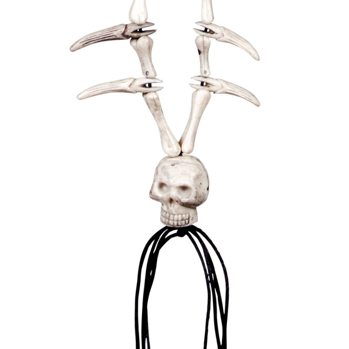 Collier tête de mort: bijoux pirate, blanc creme