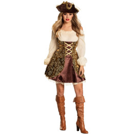 Pirate Treasure Déguisement: Chapeau, robe, multicolore