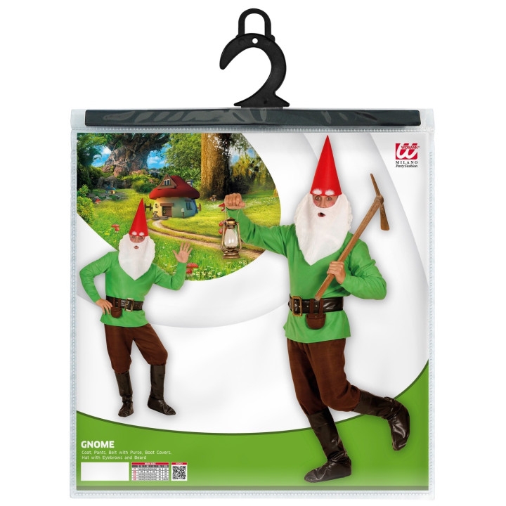Kostüm grüner Zwerg: Jacke, Hose, Gürtel, Schuhüberzieher, Hut, Bart, grün