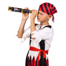 Piraten Teleskop-Fernrohr, ausziehbar, 32 cm, schwarz/gold