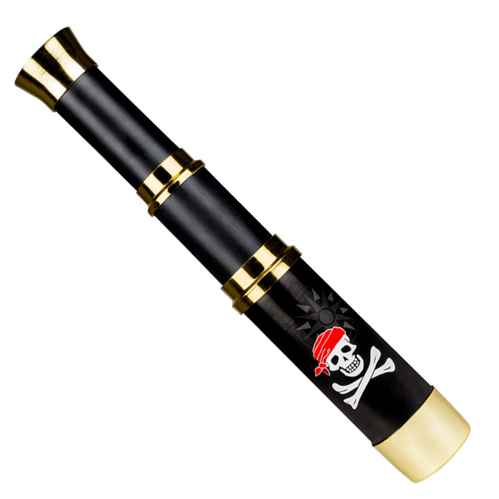 Piraten Teleskop-Fernrohr, ausziehbar, 32 cm, schwarz/gold