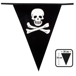 Pirates Pennant chain : Skull, 6 m / 30 x 20 cm, black