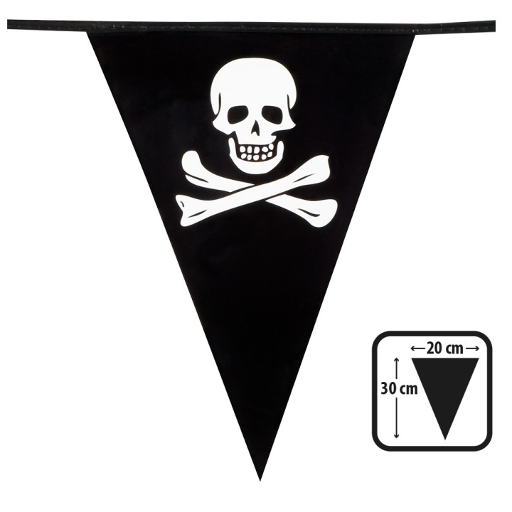 Pirates Pennant chain : Skull, 6 m / 30 x 20 cm, black