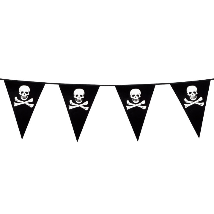 Pirates Pennant chain : Skull, 6 m / 30 x 20 cm, black