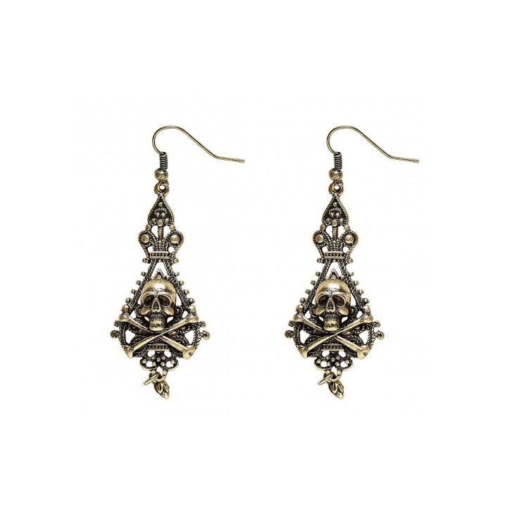 Boucles d'oreilles crâne de pirate, argent