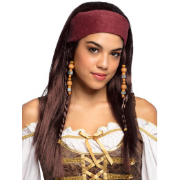 Perruque Pirate Trinity avec Bandana, marron