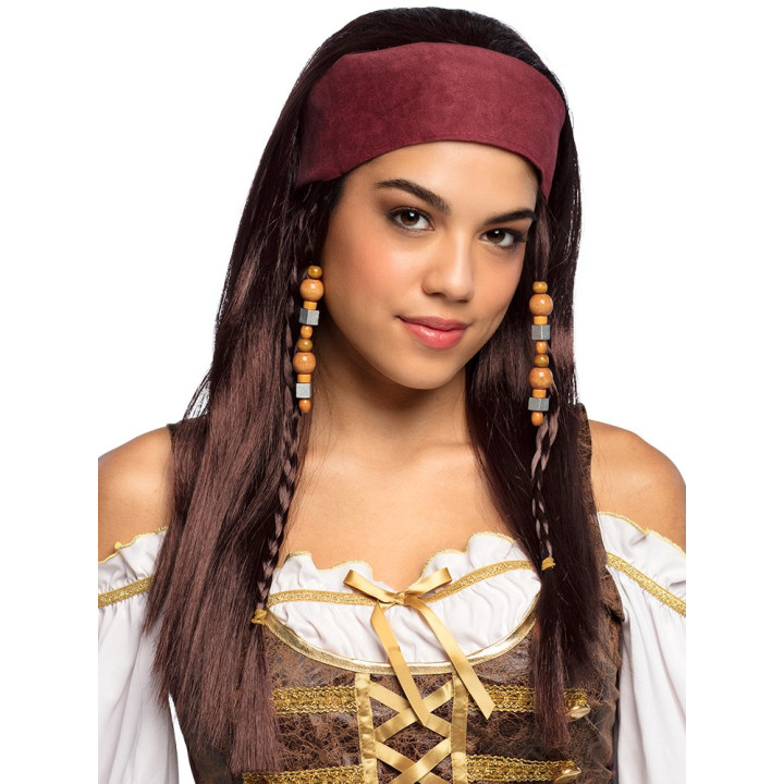 Wig Pirate Trinity with Bandana, brown