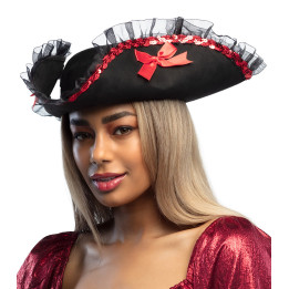 Tricorn Hat Admiral Rachel, black/red