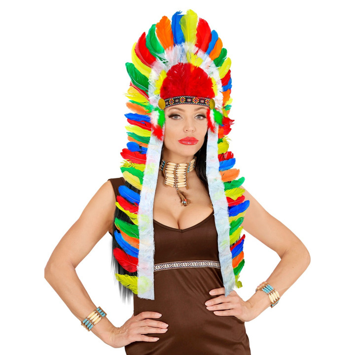 Indianer Kopfschmuck, 160 cm, mehrfarbig