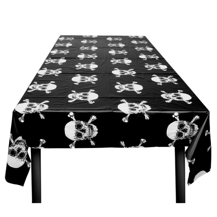 Pirates Tablecloth: Skull, 130 x 180 cm, black/white
