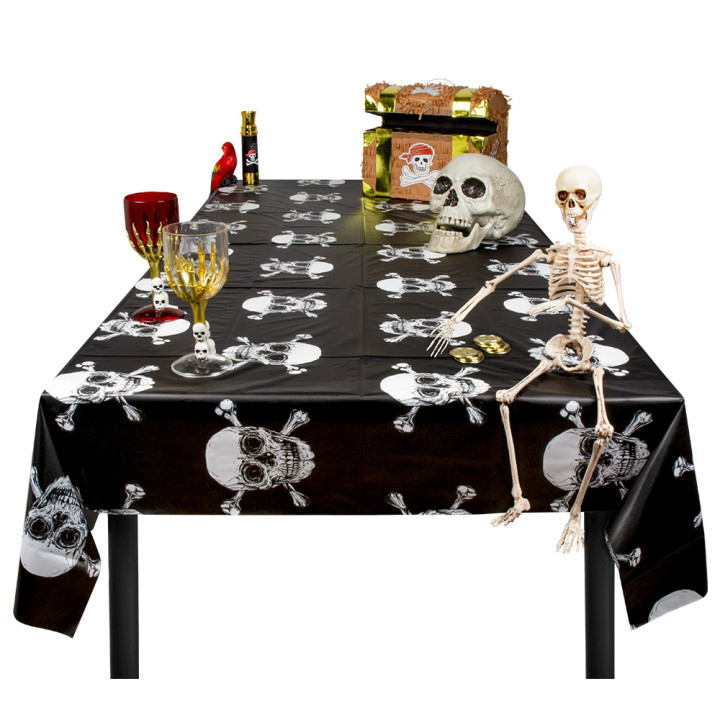 Pirates Nappe: tête de mort, 130 x 180 cm, noir/blanc