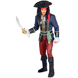 Pirate captain costume with hat, multicolored