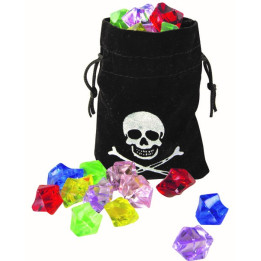 Pirates bag with precious stones, 8x12cm, black
