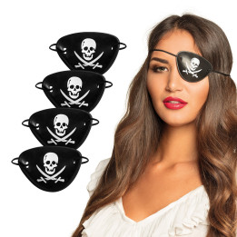 Patchs oculaires de pirate crânes et épées, 4pièce, noir
