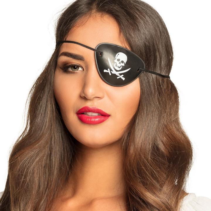 Pirate eye patches skulls & swords, 4items, black