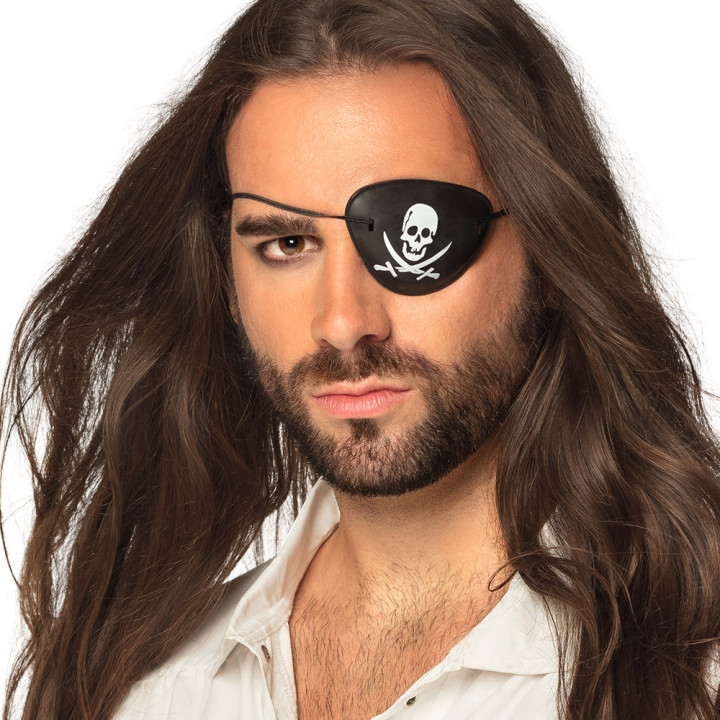 Pirate eye patches skulls & swords, 4items, black