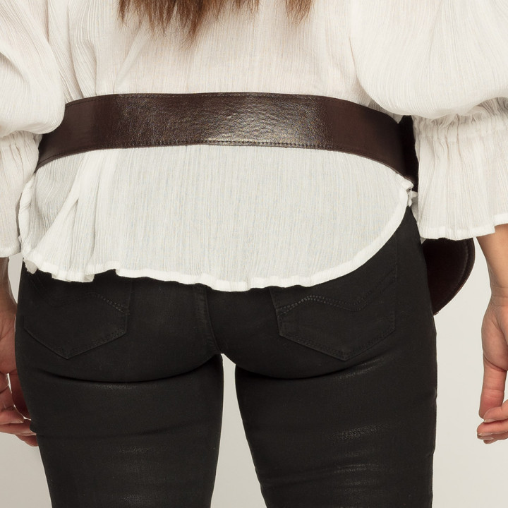 Ceinture avec pochette ceinture, 110 x 5cm, marron