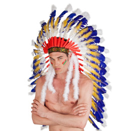 Coiffe de Plumes de Chef Indien Yahto, multicolore