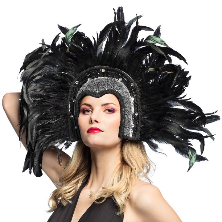Coiffe de plumes Showgirl, noir