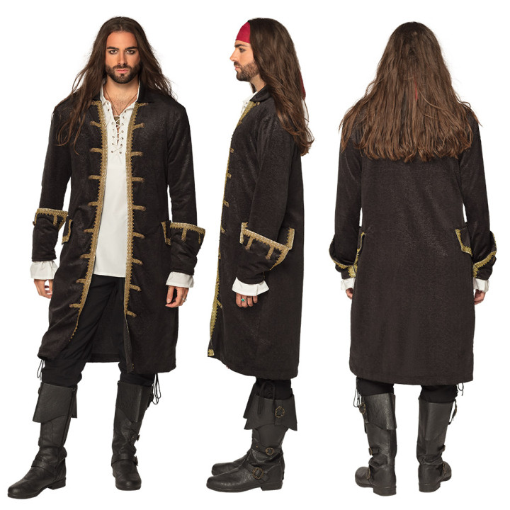 Piratenjacke Mann, schwarz
