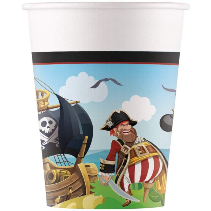 Pirates Party cups:FSC certified, 8items, 2 dl, multicolored
