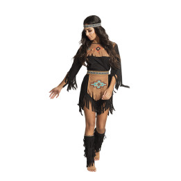 Déguisement femme indienne She-wolf: Robe, serre-tête, jambières