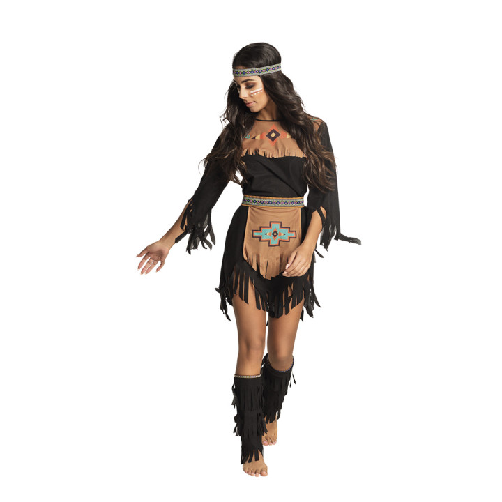 Indian woman costume She-wolf: Dress, headband, leg warmers