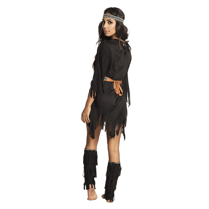 Kostüm Indianerin Squaw She-wolf: Kleid, Kopfband, Beinstulpen
