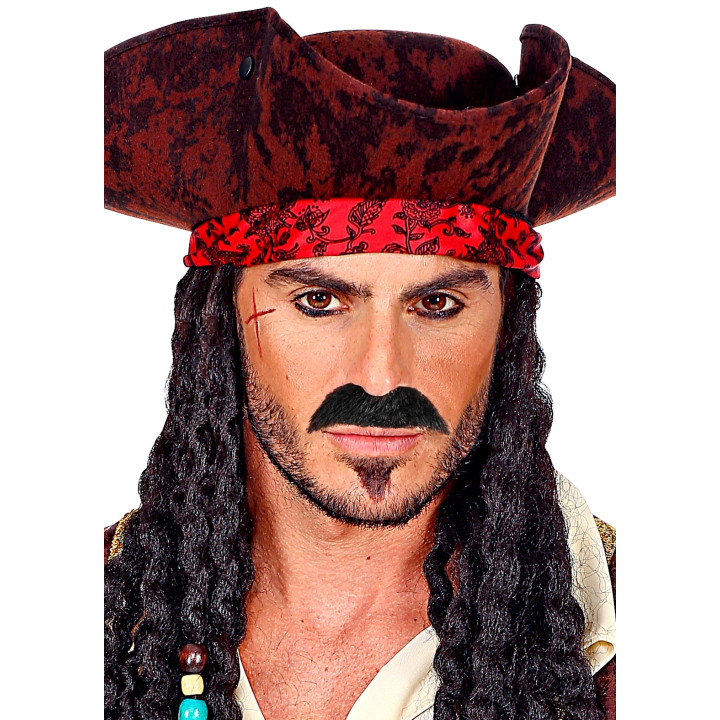 Pirate moustache set, 6items, black