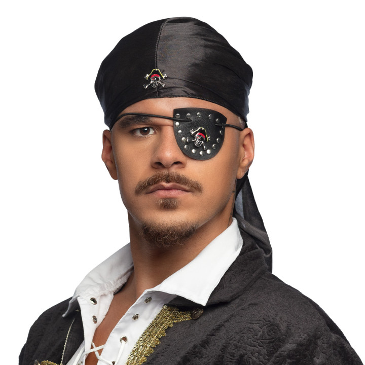 Bandana et cache-œil pirate, noir