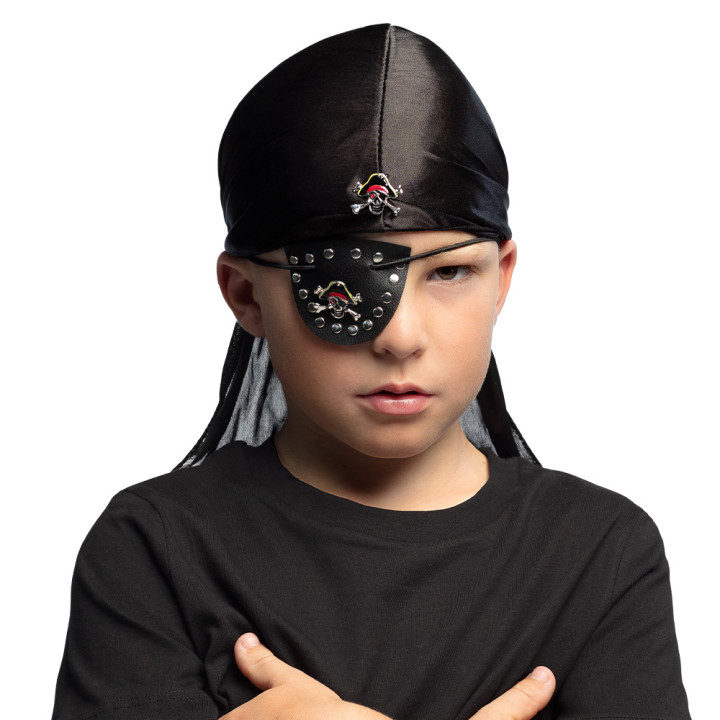 Bandana et cache-œil pirate, noir
