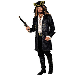 Pirate/Steampunk coat in leather look, black