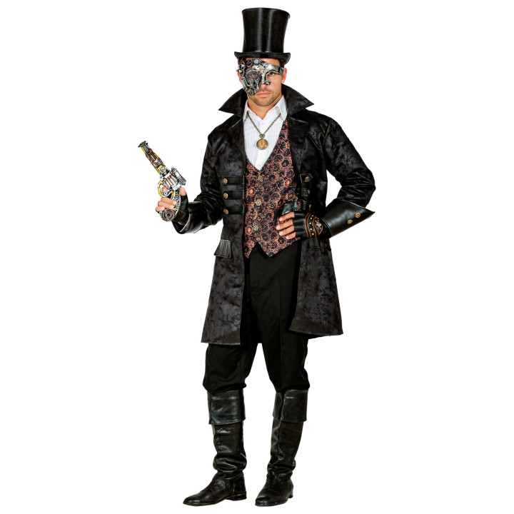 Piraten/Steampunk Mantel in Lederoptik, schwarz