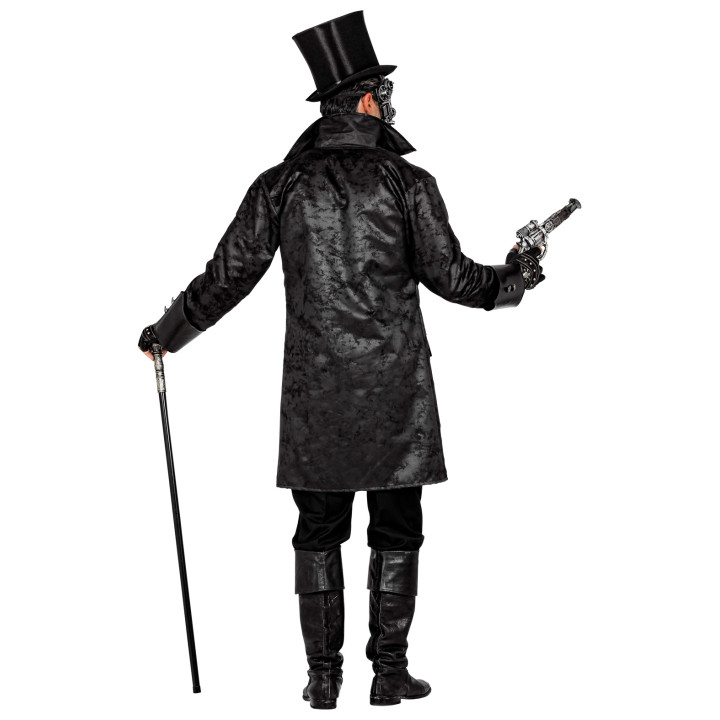 Manteau pirate/steampunk en simili cuir, noir